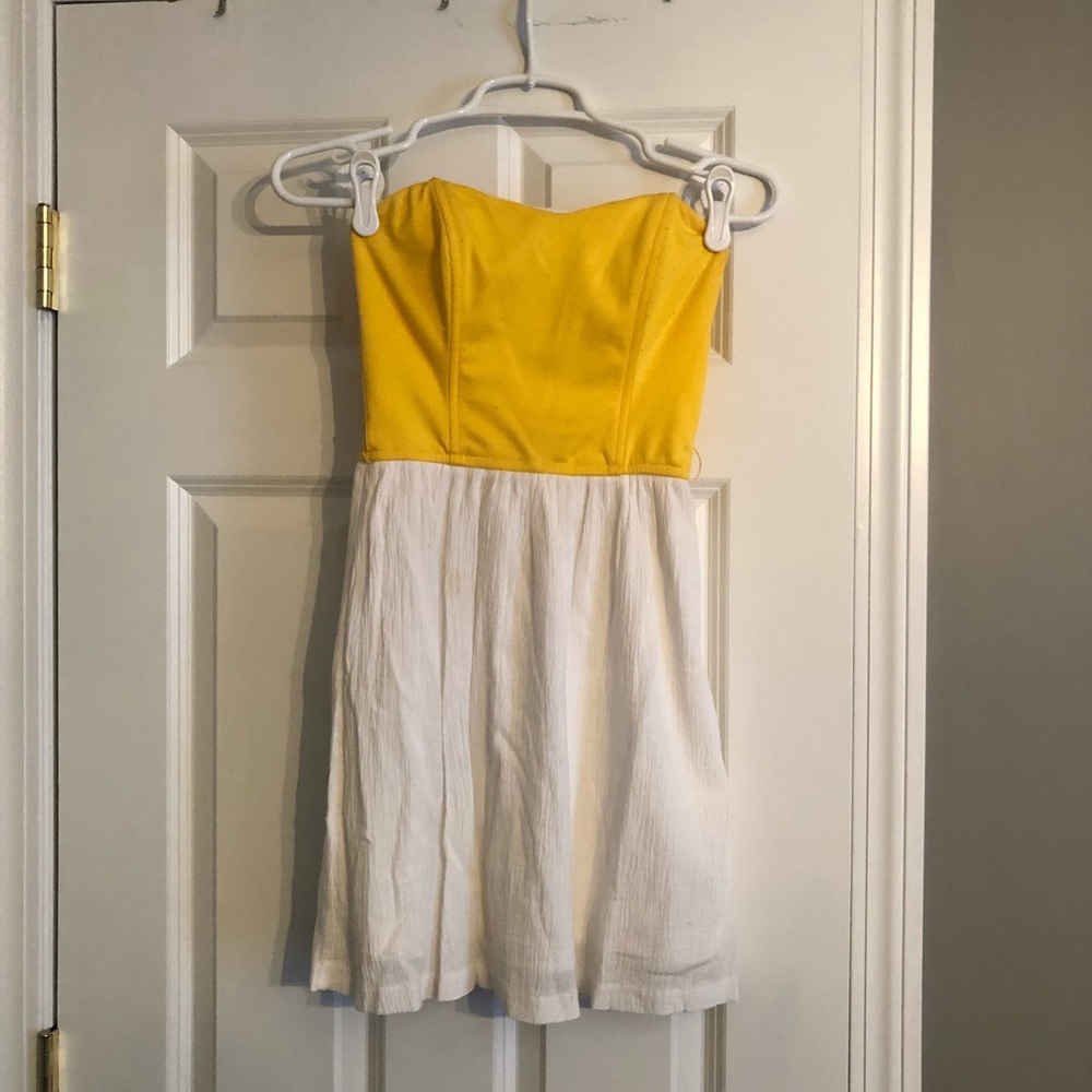Strapless, Yellow & White Sun Dress by Guess